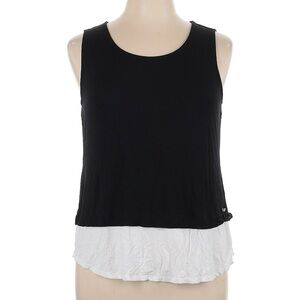 Calvin Klein Black and White Pleated Layered Tank Top